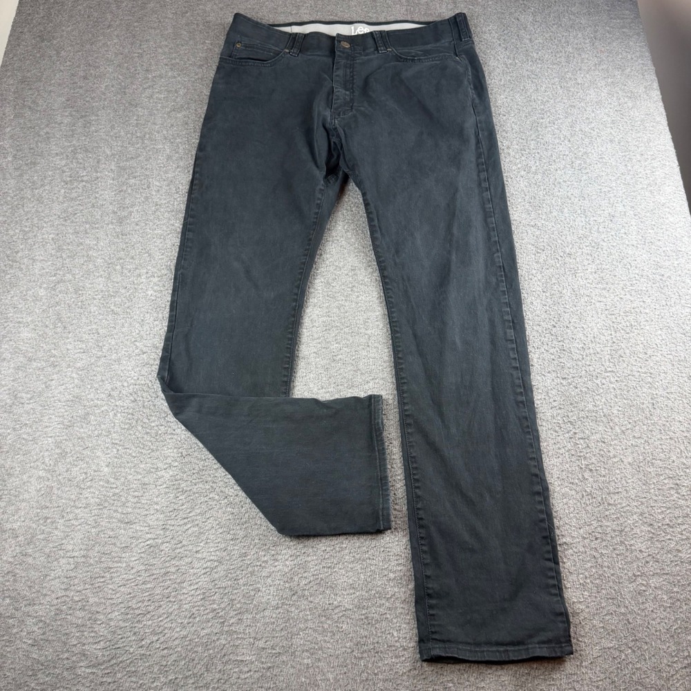 Lee Slim Straight Pants Men's 36x34 Black Stretch Cotton Trousers 102161537